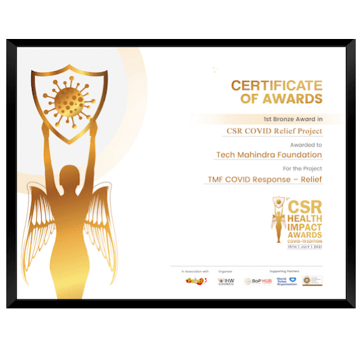 th CSR Health Impact Awards (Bronze Category) for our COVID Relief Program
